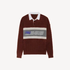 Sportliches Herren-Poloshirt mit aufgesetzten Patches in Burgunderrot/mehrfarbig