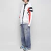 Sporty B Trainingsanzug-Hoodie mit Reissverschluss «Weiss Schwarz Rot» 675330TLVA39028
