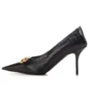 Square Knife BB Pumps aus Leder in Crocs-Optik «Schwarz» 734238WBE711000