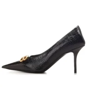 Square Knife BB Pumps aus Leder in Crocs-Optik «Schwarz» 734238WBE711000