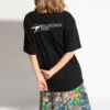 SS21 Besticktes Kurzarm-Shirt, schwarz 641655TKV861070