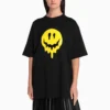 SS21 Drip Peace T-Shirt mit grossem Aufdruck, weite Passform, schwarz 641655TKVA11012