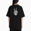 SS21 Drip Peace T-Shirt mit grossem Aufdruck, weite Passform, schwarz 641655TKVA11012