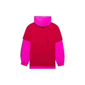 SS21 Kapuzen-Langarm-Unisex-Pullover mit Stoffzusätzen, rosa-rot, 657037TKV826295
