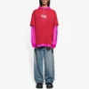 SS21 Kapuzen-Langarm-Unisex-Pullover mit Stoffzusätzen, rosa-rot, 657037TKV826295