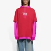SS21 Kapuzen-Langarm-Unisex-Pullover mit Stoffzusätzen, rosa-rot, 657037TKV826295