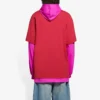 SS21 Kapuzen-Langarm-Unisex-Pullover mit Stoffzusätzen, rosa-rot, 657037TKV826295