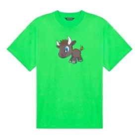 SS21 Kurzarm-Unisex-T-Shirt mit kleinem Cartoon-Print, grün 612966TJVM93302