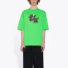 SS21 Kurzarm-Unisex-T-Shirt mit kleinem Cartoon-Print, grün 612966TJVM93302