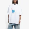 SS21 Retro-T-Shirt aus Leinwandbindung, weite Passform, kurzärmelig, Unisex, weiss 657059TKV949000