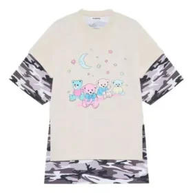 SS21 Retro-T-Shirt mit kurzen Ärmeln, weiss, doppellagig 641584TJVI19013