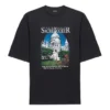 SS21 Retro-T-Shirt mit Leinwandbindung, gross, kurzärmelig, Unisex, schwarz 641614TJVH61000