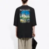 SS21 Retro-T-Shirt mit Leinwandbindung, gross, kurzärmelig, Unisex, schwarz 641614TJVH61000