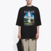 SS21 Retro-T-Shirt mit Leinwandbindung, gross, kurzärmelig, Unisex, schwarz 641614TJVH61000