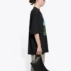 SS21 Retro-T-Shirt mit Leinwandbindung, gross, kurzärmelig, Unisex, schwarz 641614TJVH61000