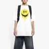 SS21 Weisses, locker sitzendes Kurzarm-T-Shirt mit Smiley-Aufdruck 641655TKVA18639