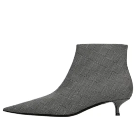 Stiefel aus Wolle mit Karomuster und spitzer Zehenpartie «Grey» 579218W1SR01214