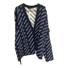 Strickjacke mit Allover-Logo «Blue White» 736248T32338502