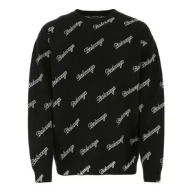 Strickpullover mit durchgehendem Schriftzug-Logo «Schwarz» 646493T41121070