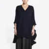 Strickpullover mit V-Ausschnitt und Destroyed-Look «Navy» 696091T16420414