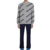 Sweatshirt aus Wollmischung mit durchgehendem Logo und Rundhalsausschnitt «Grey Black» 555481T14711262