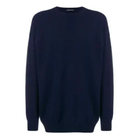 Sweatshirt mit Rundhalsausschnitt und Kaschmirstrick mit Logo auf dem Rücken «Navy» 583111T40924140