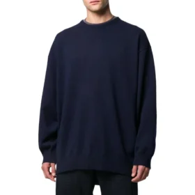 Sweatshirt mit Rundhalsausschnitt und Kaschmirstrick mit Logo auf dem Rücken «Navy» 583111T40924140