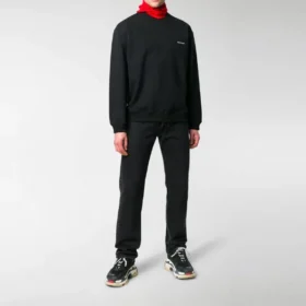 Sweatshirt mit Rundhalsausschnitt und kleinem Kontrast-Logo-Print «Black White» 556147TYK271000