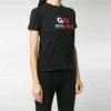 T-Shirt mit Logo-Aufdruck, Rundhalsausschnitt, schwarz 612964TIVD51000