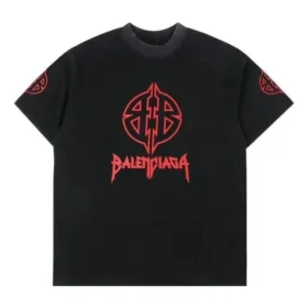 T-Shirt mit Metall-BB-Schablonendruck «Black Red» 764235TPVI21568