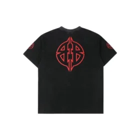 T-Shirt mit Metall-BB-Schablonendruck «Black Red» 764235TPVI21568