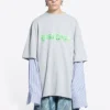 T-Shirt mit Slime-Logo und Lagenlook «Grey» 671401TLVF11203