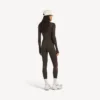 Techwear-Leggings für Damen in Khaki-Braun/Neon-Pink