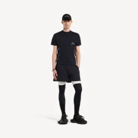 Techwear-Kurzarm-T-Shirt für Herren in Marineblau/Weiss