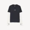 Techwear-Langarm-T-Shirt für Herren in Marineblau/Weiss