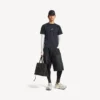 Techwear-Langarm-T-Shirt für Herren in Marineblau/Weiss