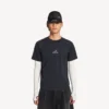 Techwear-Langarm-T-Shirt für Herren in Marineblau/Weiss