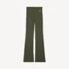Techwear-Leggings für Damen in Khaki/Limette mit ausgestelltem Schnitt