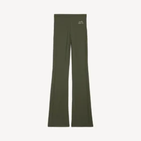 Techwear-Leggings für Damen in Khaki/Limette mit ausgestelltem Schnitt