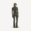 Techwear-Leggings für Damen in Khaki/Limette mit ausgestelltem Schnitt