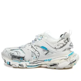 Track 1.0 Sneaker «Weiss-Blau Mesh und Nylon Graffiti» 542023W3SRA9014