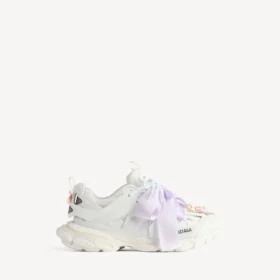 Track-Sneaker für Damen mit Schleifen in Weiss/Rosa