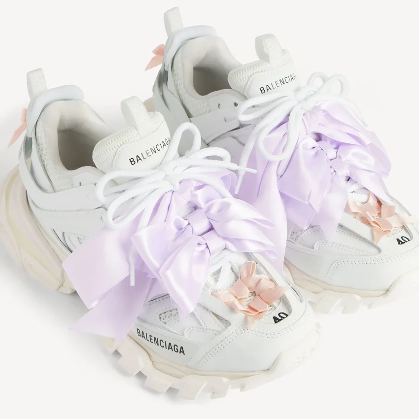 Track-Sneaker für Damen mit Schleifen in Weiss/Rosa Track-Sneaker für Damen mit Schleifen in Weiss/Rosa
