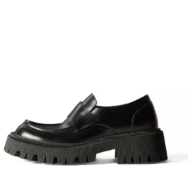 Tractor-Loafer «Schwarzes glattes Kalbsleder» 760433WA8E91000
