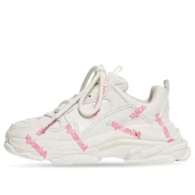 Triple S Logotype Sneaker «Weiss und Pink, technisches Material» 654251W2FAB9050