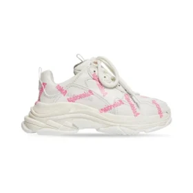Triple S Logotype Sneaker «Weiss und Pink, technisches Material» 654251W2FAB9050