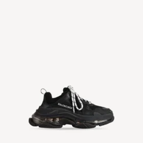 Triple S Sneaker für Damen mit transparenter Sohle in Schwarz
