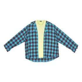 Trompe-l’œil-Karomuster-Hemd und T-Shirt «Blue Neon Yellow» 699371TMM116305