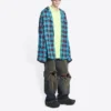Trompe-l’œil-Karomuster-Hemd und T-Shirt «Blue Neon Yellow» 699371TMM116305