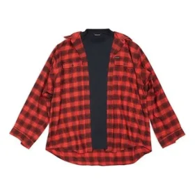 Trompe-l’œil-Karomuster-Hemd und T-Shirt «Red Navy» 699371TNM256167